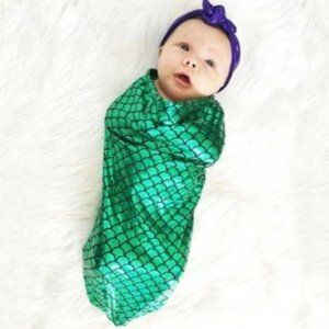 Mermaid swaddle Sack with matching headband